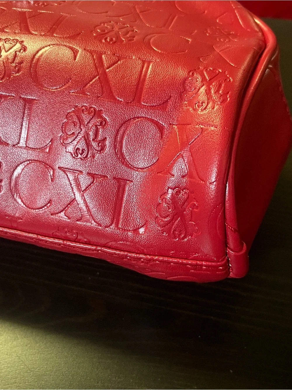 NWT Christian Lacroix CXL Embossed Red Cosmetic Makeup Bag